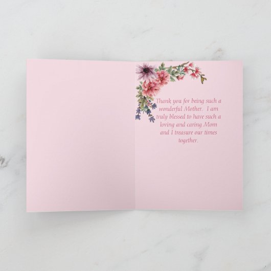 Mooi roze en lavendel Moederdag kaart (Binnen)