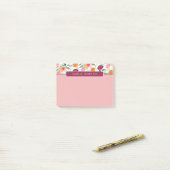 Mooi roze en oranje fruitpatroon naam post-it® notes (Op bureau)