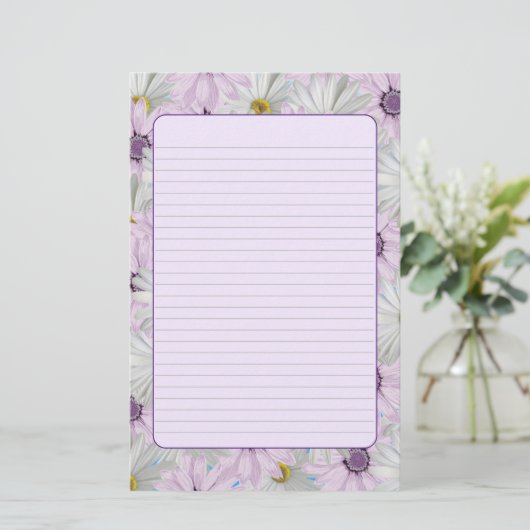 Mooi Roze en Wit Daisy Bloemen Briefpapier (Staand voorkant)