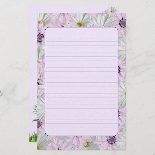 Mooi Roze en Wit Daisy Bloemen Briefpapier (Voorkant / Achterkant)