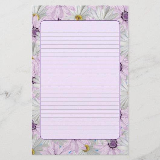 Mooi Roze en Wit Daisy Bloemen Briefpapier (Voorkant)