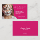 Mooi Roze en Wit Kinder Gezichtsschilderij Visitekaartje (Voorkant / Achterkant)