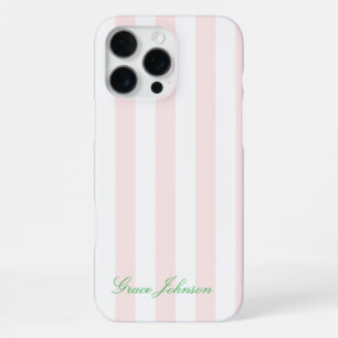 Mooi roze en witte streep Parijs geïnspireerd iPhone 16 Pro Max Hoesje