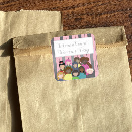 Mooi roze en zilver Internationale Vrouwendag Vierkante Sticker
