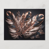 Mooi roze en zwarte decoratieve veren briefkaart (Voorkant)