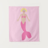 Mooi Roze Fantasie Zeemeermin Wandkleed (Voorkant)
