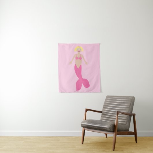Mooi Roze Fantasie Zeemeermin Wandkleed (In situ)