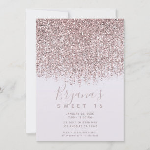 Mooi Roze Glitterende Blush Glitter Sweet 16 Feest Kaart