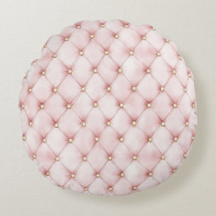 Mooi Roze Gouden Vierkanten   Rond Kussen