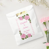 Mooi Roze Hoekboeket Bruiloft Bedankzakje (Gezegeld)