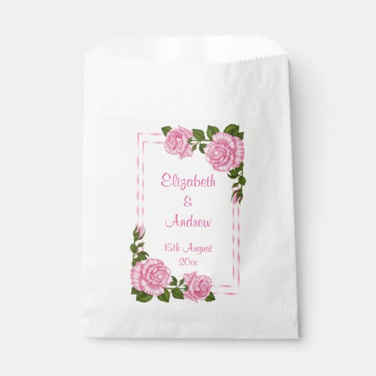 Mooi Roze Hoekboeket Bruiloft Bedankzakje (Voorkant)