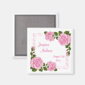 Mooi Roze Hoekboeket Bruiloft Magneet (Voorkant / Achterkant)