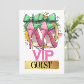 Mooi Roze Hoge Hakken VIP Gast Uitnodiging (Staand voorkant)