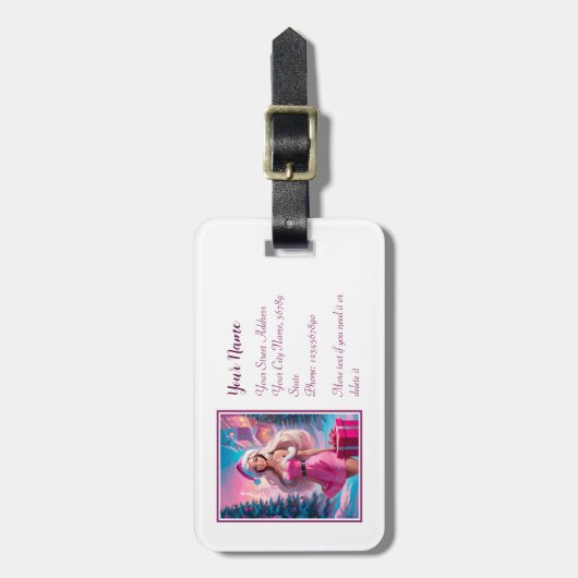 Mooi Roze Kerstmis Meisje 01 Bagagelabel (Voorkant verticaal)