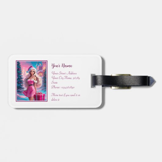Mooi Roze Kerstmis Meisje 01 Bagagelabel (Achterkant horizontaal)