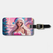 Mooi Roze Kerstmis Meisje 01 Bagagelabel (Voorkant horizontaal)