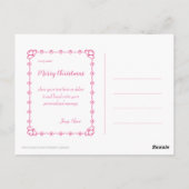 Mooi Roze Kerstmis Meisje 01 Briefkaart (Achterkant)