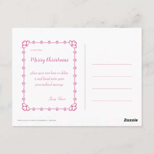 Mooi Roze Kerstmis Meisje 01 Briefkaart (Achterkant)
