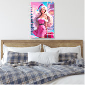 Mooi Roze Kerstmis Meisje 01 Canvas Afdruk (Insitu (Slaapkamer))