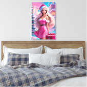 Mooi Roze Kerstmis Meisje 01 Canvas Afdruk (Insitu (Slaapkamer))