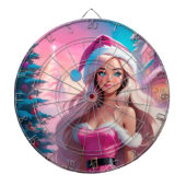 Mooi Roze Kerstmis Meisje 01 Dartbord (Voorkant)