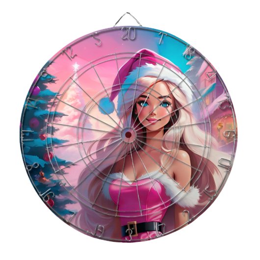 Mooi Roze Kerstmis Meisje 01 Dartbord (Voorkant)