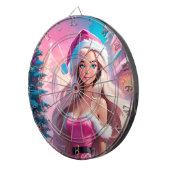 Mooi Roze Kerstmis Meisje 01 Dartbord (Voorkant Rechts)