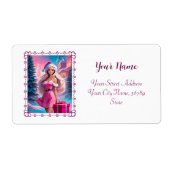 Mooi Roze Kerstmis Meisje 01 Etiket (Voorkant)