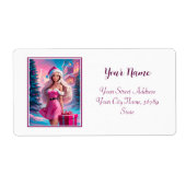 Mooi Roze Kerstmis Meisje 01 Etiket (Voorkant)