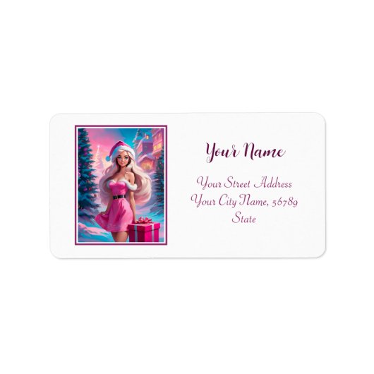 Mooi Roze Kerstmis Meisje 01 Etiket (Voorkant)