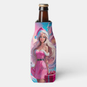 Mooi Roze Kerstmis Meisje 01 Flesjeskoeler (Fles Voorkant)