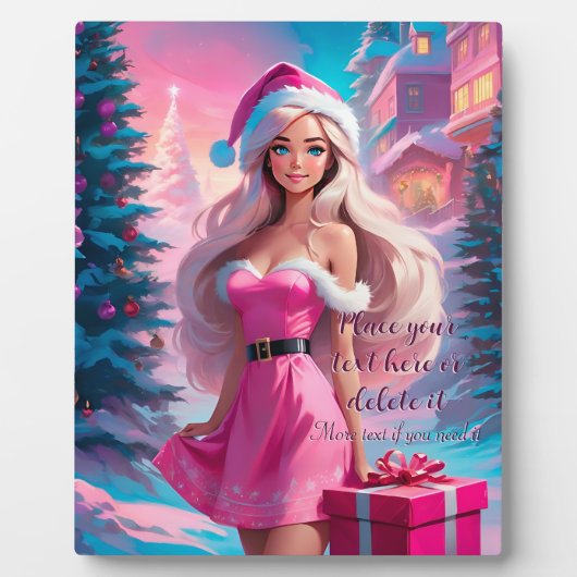 Mooi Roze Kerstmis Meisje 01 Fotoplaat (Voorkant)