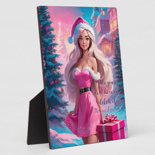 Mooi Roze Kerstmis Meisje 01 Fotoplaat (Zijkant)