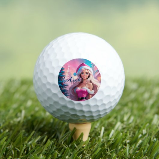 Mooi Roze Kerstmis Meisje 01 Golfballen (Insitu Shirt)