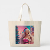 Mooi Roze Kerstmis Meisje 01 Grote Tote Bag (Achterkant)