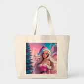 Mooi Roze Kerstmis Meisje 01 Grote Tote Bag (Voorkant)