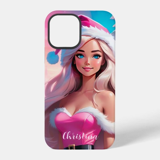 Mooi Roze Kerstmis Meisje 01 iPhone Hoesje (Achterkant)
