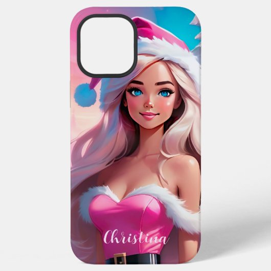 Mooi Roze Kerstmis Meisje 01 iPhone Hoesje (Achterkant)