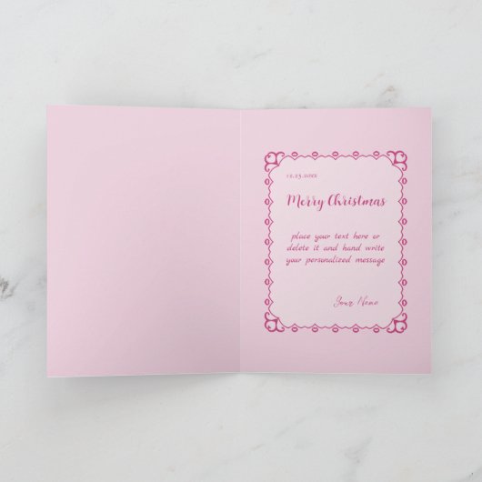 Mooi Roze Kerstmis Meisje 01 Kaart (Binnen)