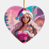 Mooi Roze Kerstmis Meisje 01 Keramisch Ornament (Achterkant)