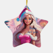 Mooi Roze Kerstmis Meisje 01 Keramisch Ornament (Achterkant)