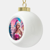 Mooi Roze Kerstmis Meisje 01 Keramische Bal Ornament (Rechts)