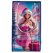 Mooi Roze Kerstmis Meisje 01 Klein Cadeauzakje (Voorkant)