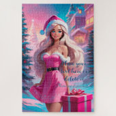 Mooi Roze Kerstmis Meisje 01 Legpuzzel (Verticaal)