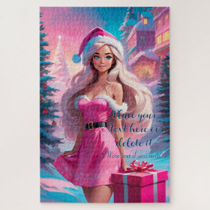Mooi Roze Kerstmis Meisje 01 Legpuzzel