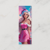 Mooi Roze Kerstmis Meisje 01 Mini Visitekaartje (Voorkant)