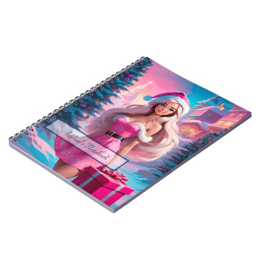 Mooi Roze Kerstmis Meisje 01 Notitieboek (Linkerzijde)