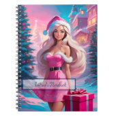 Mooi Roze Kerstmis Meisje 01 Notitieboek (Voorkant)