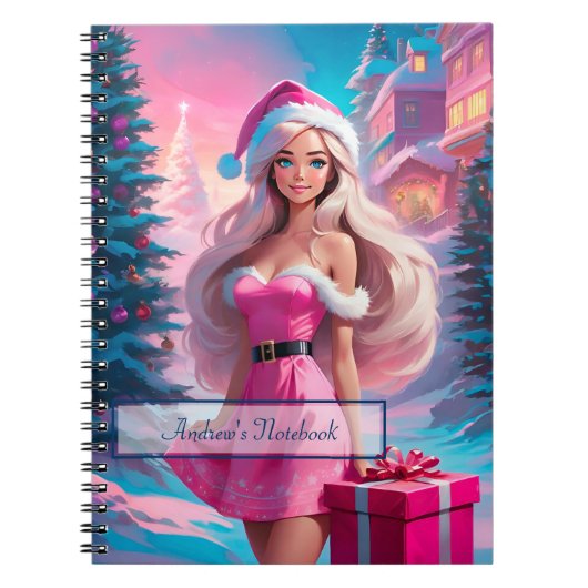 Mooi Roze Kerstmis Meisje 01 Notitieboek (Voorkant)
