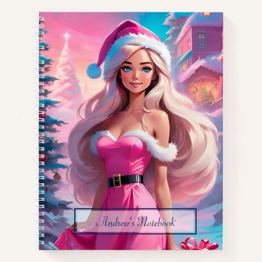 Mooi Roze Kerstmis Meisje 01 Notitieboek (Voorkant)